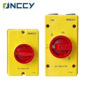 ONCCY 4P AC 절연 스위치 실외용 플라스틱 인클로저 박스 IP66 2P 3P 디스커넥터 690VAC 20A 32A 40A