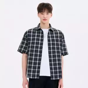 체이스컬트 HC24 크리즈 체크 반팔 셔츠 [M-XXL] 오버핏 반팔 난방 FBRK5523D03