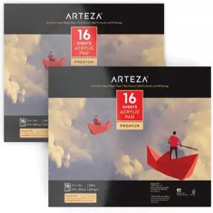 ARTEZA 11x14 아트 패드 각각 16장씩 2팩 - 아크릴 구아슈 유화 물감 및 마커용 246파운드 텍스처 종이