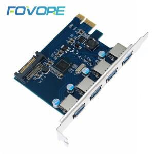데스크탑용 컨트롤러 USB 3.0 PCI e 4 포트 어댑터 to 변환기 확장 카드 프레스코 FL1100 칩