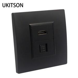 벽패널 페이스 플레이트 HDMI2.0 RJ45 CAT 6 LAN 잭 소켓 커버 콘센트 검정색 사무실 가정용 인터넷