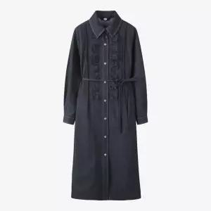 듀엘 러플 포인트 롱 데님 원피스 IN_L261PSE004 312684