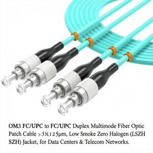 OM3 FC-FC 광섬유 패치 케이블 10Gb 멀티모드 듀플렉스 50/125μm UPC LSZH 2.0mm