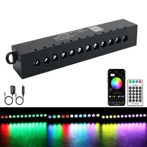리모컨 RGB 유성 슈팅 스타  체이싱 광섬유 조명 엔진 12LED 9W 앱 스마트 호환폰 제어 12 홀