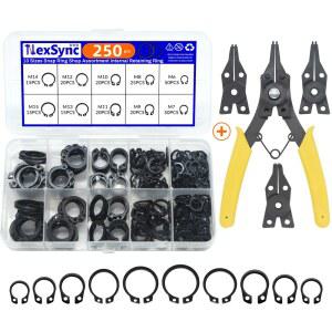250pcs 구색 키트 세트 M6 M15 검정색 65mn 샤프트 베어링 고정 클립 스냅 링 C 유형 외부
