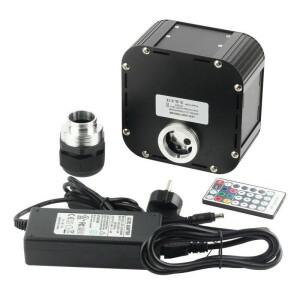 원격 제어 DMX512 RGBW 50W 반짝임 휠 LED 광섬유 엔진 라이트 기계 PMMA 플라스틱 케이블 스타 자동차 천