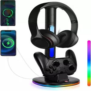 스위치 프로 컨트롤러용 충전기 도크 닌텐도 및 OLED용 RGB 헤드폰 스탠드가 있는 JDGPOKOO USB 충전 포트