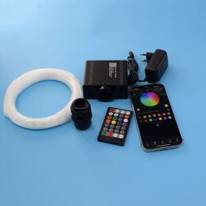 LED 조명 엔진 DC12V 반짝임 APP 16W RGBW 광섬유 키트 자동차 홈 스타 별이 빛나는 하늘 PMMA 케이블