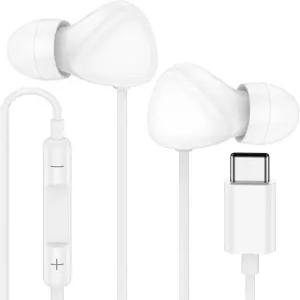 USB C 이어버드 유선 호환 17e 17 16 Pro Max 16e Plus 15 안드로이드용 마이크가 있는 타입 인이어 헤드폰