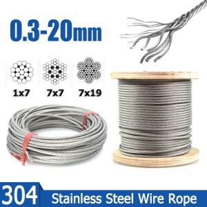 1-20M 직경 0.3-10mm 304 스테인레스 스틸 와이어 로프 1X7 7X7 7X19 구조 Alambre 케이블  낚시 리프팅 베