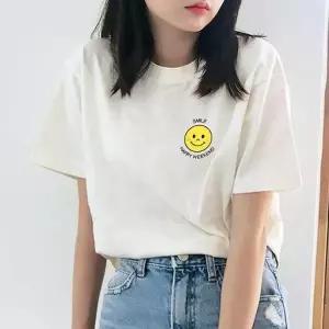 [험블스튜디오] 심플 스마일 로고 루즈핏 반팔티 아이보리