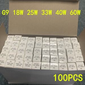 5/10/50/100PCS G9 230V 18/25/33/40/60W LED 램프 전구 할로겐 캡슐 삽입 비즈 크리스탈 디자인 개별 팩