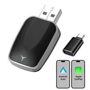 카플레이 안드로이드 오토 무선 어댑터 2 in 1 (OEM 카 스테레오용 USB 플러그 앤 유선 무선으로 변환)