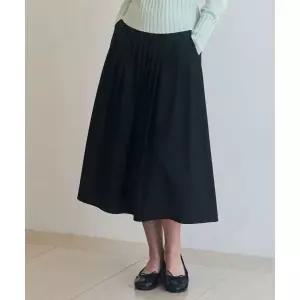 DRAWFIT WOMEN 플리츠 롱 플레어 스커트 [BLACK]