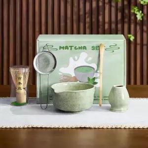 나이젯 5Pc 말차 위스키 세트 볼 위드 스파우트 100 대나무 채센 홀더 스테인리스 체 티 스쿱 초보자를