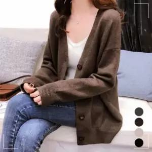 브이넥 디자인 루즈핏 꽈베기 무지 봄 롱 라운드 SWAE840A