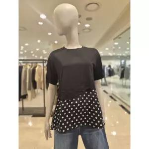 올리비아로렌 도트 배색레이스 티셔츠 VOCAS4M5416 567468