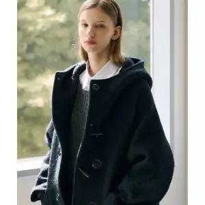 DRAWFIT WOMEN 알파카 부클 더플 후드 코트 [D.NAVY]