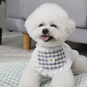 강아지 체크 케이프 1P 애견 사이즈조절 턱받이 패션