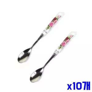 장미 손잡이 티스푼 2P 14.5cm x10개 디저트스푼