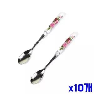 장미 손잡이 티스푼 2P 14.5cm x10개 디저트스푼