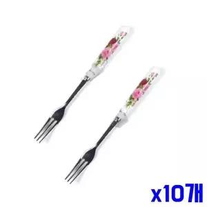 [콩심팥심]장미 손잡이 티포크 2p 14.5cm x10개 손님용포크