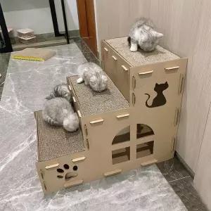 3단 종이 캣타워 싱글룸 베이직 DIY 고양이 숨숨집 골판지 모던 스크래쳐 조립형 미니