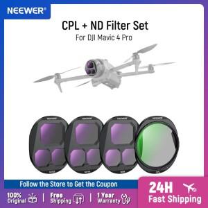 NEEWER CPL + ND 필터 세트 (DJI호환 매빅 4 프로용) (4개입) 나사형 원형 편광 ND16 ND32 자석 보관 케이