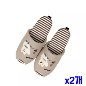 [에이치플러스몰]곰돌이 패치 거실화 26cm x2개 패브릭실내화 슬리퍼