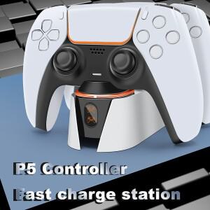 PS5 컨트롤러 충전 도킹 스테이션 5V 2A Playstation 5 Gad 용 LED 호흡 조명 고속 DualSense 조이스틱