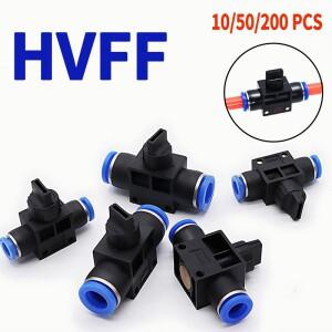 HVFF 에어 핸드 밸브 수동 회전 스위치 플라스틱 컨트롤러 공압 퀵 조인트 커넥터 4mm 10mm 10 개 50 개