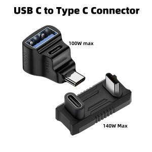asus 호환 ROG Ally/NS 스위치 콘솔용 180도 U자형 USB-C 어댑터 (타입 C 남성-여성 20Gbps PD140W 고속 충