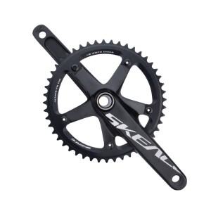 SKEACE Alumnium 스틸 크랭크 셋 고정 기어 자전거 165mm 144BCD 49T Hollowtech 단일 속도 부품 BB 체인