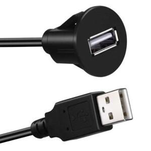 QM82 자동차 USB 오디오 방수 케이블 소켓 2.0 대시보드 Motocycle 플러시 마운트 패널 AUX 리드 연장 코