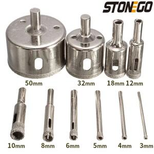 STONEGO 다이아몬드 코팅 구멍 톱 코어 드릴 비트 세트 타일 석 유리 세라믹 3M 호환m-50mm 10 개