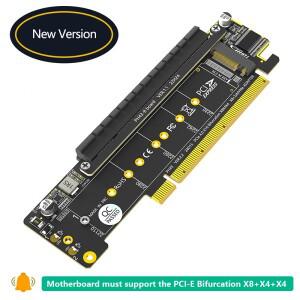 [호환품]PCI Express X16-듀얼 M2 NVME M 키 + X16(X8 신호) 슬롯 라이저 카드 보드 마더보드 지원 분기 기
