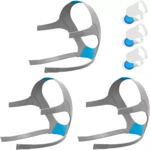 에어핏 F20 및 에어터치 F20용 3팩 교체 CPAP 헤드기어 풀페이스 마스크 6개의 강력한 마그네틱 클립 3개의