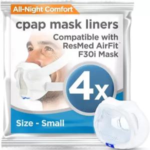 리스플랩 CPAP 마스크 라이너 - AirFit F30i 스타일 풀페이스 마스크(소형)와 호환 재사용 가능한 4개 팩
