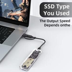 M.2 NVME PCIe NGFF SATA 듀얼 프로토콜 SSD 케이스 투명 USB 유형 C 10Gbps 외부 인클로저 하드 디스크