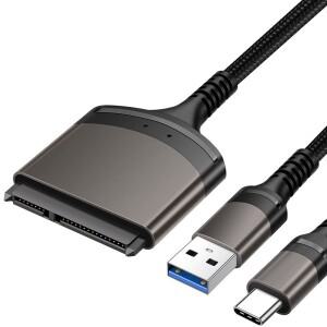 USB 3.0, c타입 To SATA 2.5 인치 HDD SSD 외장 하드 드라이브 어댑터, Sata 케이블 22 핀 디스크 리더