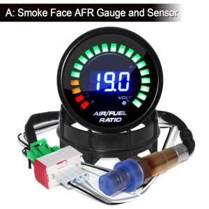 52mm 디지털 공기 연료 비율 게이지 자동차 AFR 12V 전압계 2 in 1 좁은 대역 O2 산소 센서와 짝을 이룰 수