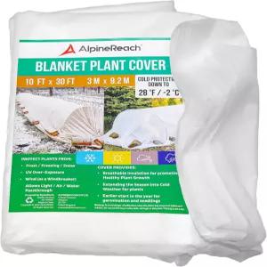 알파인리치 식물 서리 및 햇빛 보호 10 x 30피트 - 두꺼운 1.2온스/yd2 담요를 28°F 저온까지 얼리고