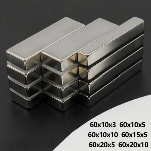네오디뮴 자석 N35 NdfeB 영구 블록 초강력 냉장고 DIY 60x10x3 60x15x5 60x20x10mm