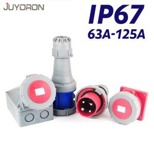 벽마운트 플러그 패널 커넥터 IP67 63A 125A 방수 산업용 장치 리버스 3P 4P 5P 220 380V