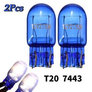 자동차 조명 T20 580 7443 W215W 12V W3x16q 천연 블루 유리 정지 브레이크 테일 신호 사이드 전구 램프 1