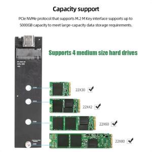 M2 SSD 케이스 단일 프로토콜 NGFF SATA 외장 to USB3.1 Type C 어댑터 (PCIE 디스크 박스용)