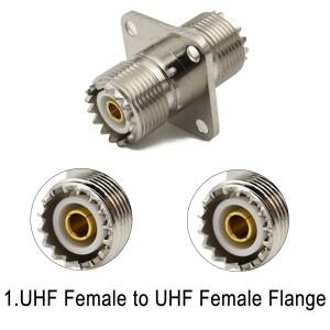 UHF 암 커넥터 SL16 SO-239 PL-259 4홀 플랜지 패널 너트 개스킷 50 Ohm RF 동축 어댑터