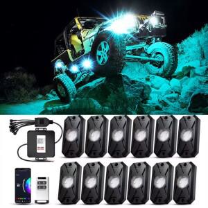 언더  록 조명 RGB LED 멀티 컬러 앱 리모컨 음악 모드 픽업 ATV RZR UTV 섀시 적합 8 포드 12