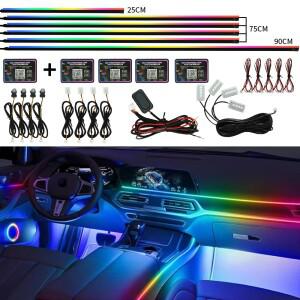 61018 in 1 LED 자동차 실내등 RGB 213 64색 심 릴 앱 제어 스트리머 인테리어 무지개 분위기 램프 키트