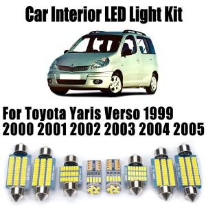 9개 LED 실내 맵 돔 번호판등 키트 캔버스 Canbus 토요타 야리스 베르소 1999-2001 2002 자동차 액세서리